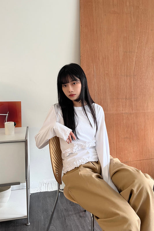 鮮奶油擠花長袖上衣