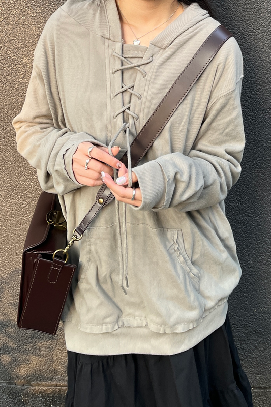 微絨螺紋連帽長袖